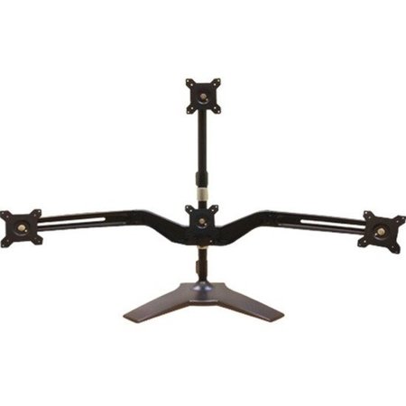 AMER NETWORKS One Over Three, Quad Monitor Mount Stand Supports Up To 24In Monitors AMR4S+